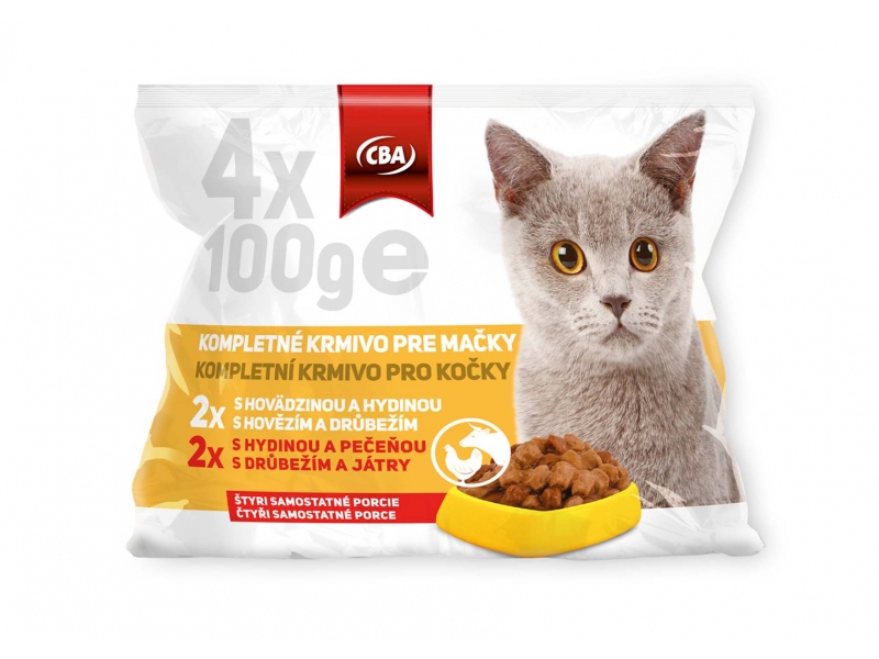 Kompletné krmivo pre mačky CBA 4x100g