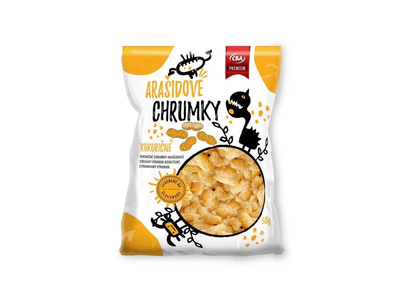 Kukuričné chrumky s arašidovou príchuťou CBA Premium 50g
