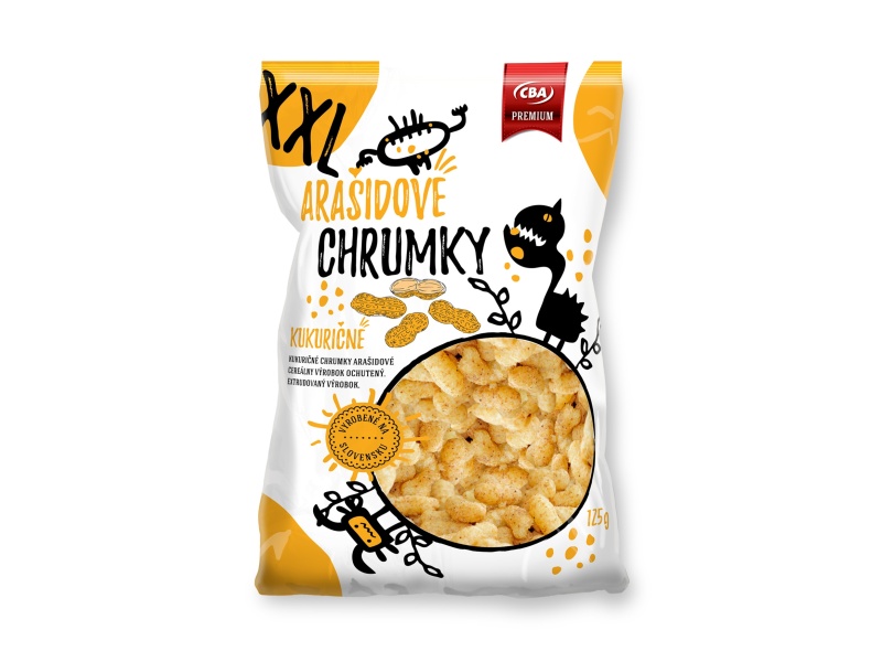 Kukuričné chrumky s arašidovou príchuťou XXL CBA Premium 125g