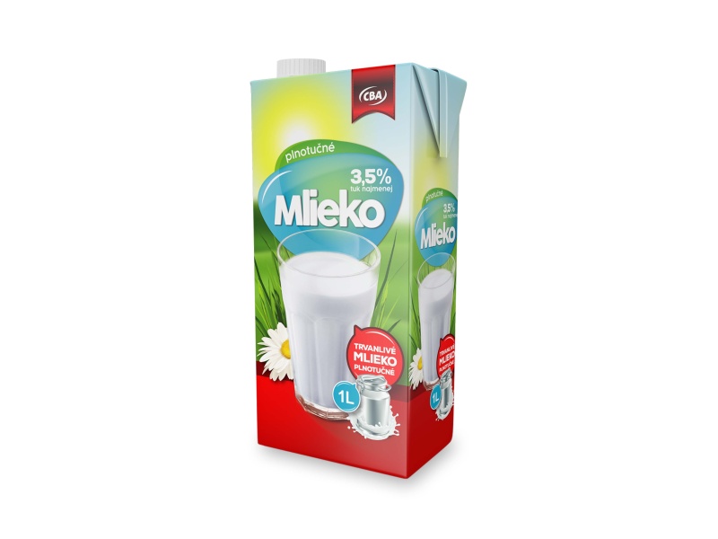 Mlieko polotučné trvanlivé 3,5% CBA 1l