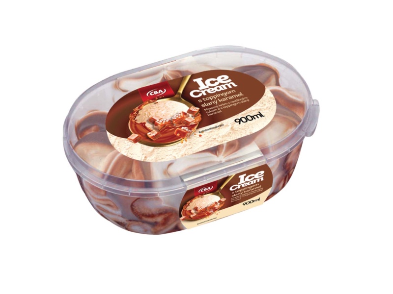 CBA ICE CREAM mrazený krém s rastlinným tukom a s toppingom slaný karamel 900ml