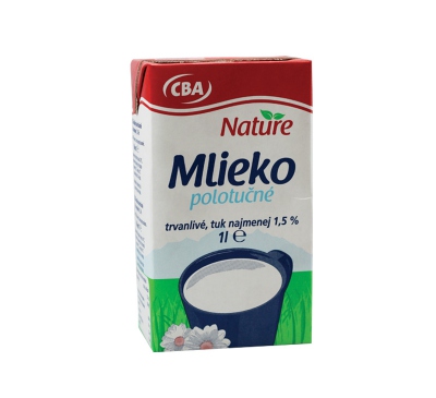 NATURE mlieko polotučné trvanlivé 1.5% CBA 1L