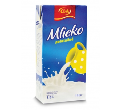 Trvanlivé mlieko polotučné 1.5% CBA 1l