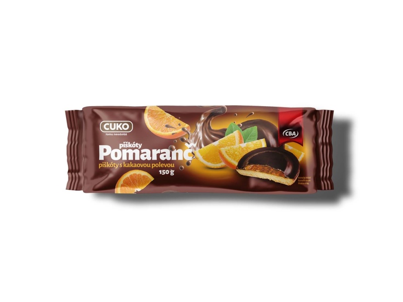 CBA CUKO piškóty s kakaovou polevou pomaranč 150 g