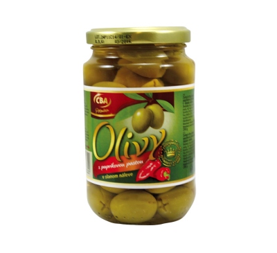 Olivy kolosal zelené plnené papričkou CBA Premium 360g