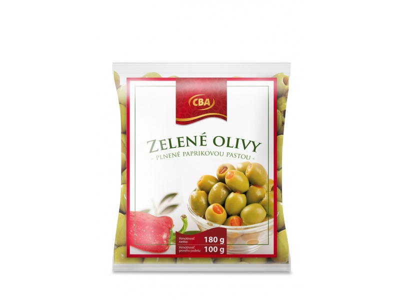 Zelené olivy plnené papričkou CBA 180g