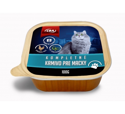 Kompletné krmivo pre mačky (vanička) CBA 100g