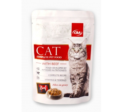 Kompletné krmivo pre mačky hovädzie CBA 85g