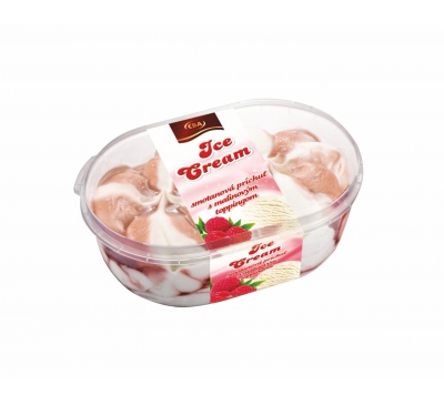 Zmrzlina vo vaničke Ice Cream s rastlinným tukom smotanová s malinovým toppingom CBA 900ml