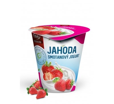 Smotanový jogurt jahoda CBA Premium 145g