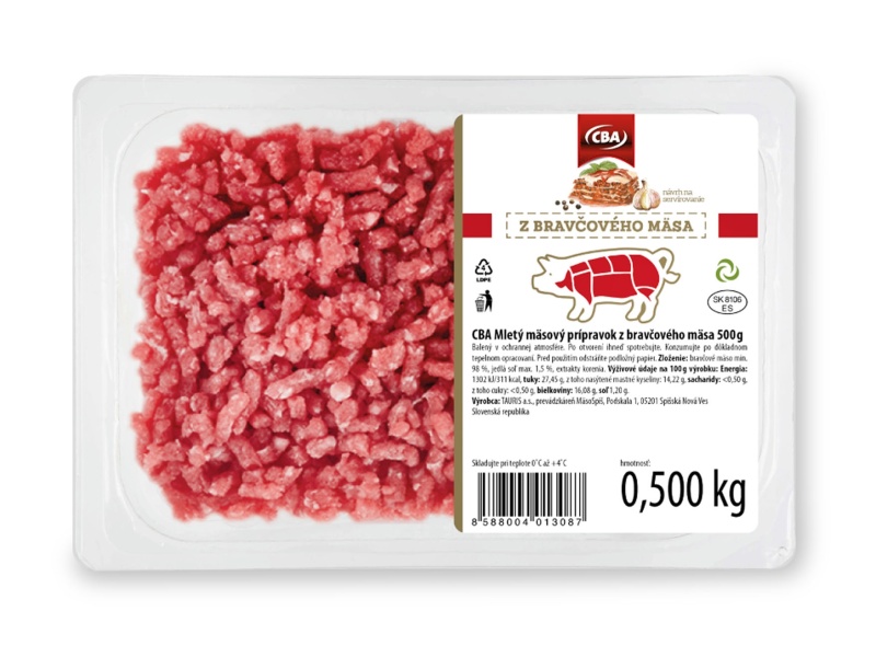 Mletý mäsový prípravok z bravčového mäsa CBA 500g
