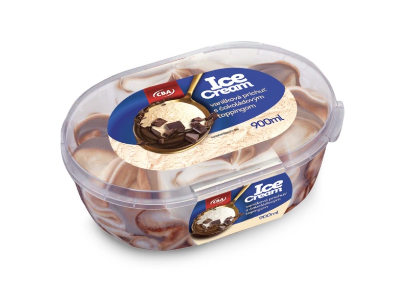 CBA ICE CREAM vanilková príchuť s čokoládovým toppingom 900ml