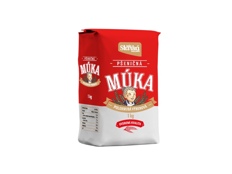 Naša starká pšeničná múka výberová polohrubá CBA 1kg