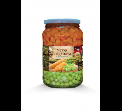 CBA Mrkva s hráškom v slanom náleve 640g (PP 420g)