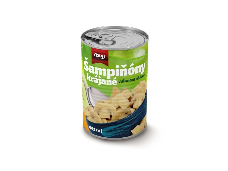 Šampiňóny krájané v slanom náleve CBA 425ml
