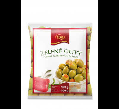 Zelené olivy plnené papričkou CBA 180g