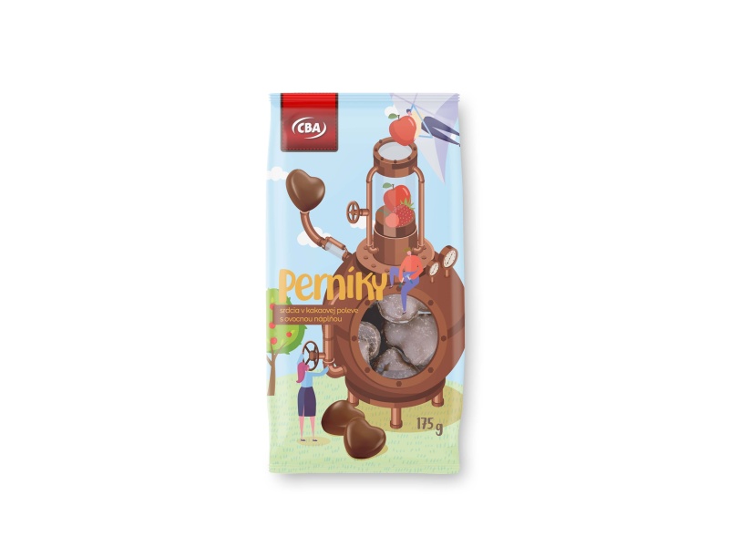 Perníky srdcia v kakaovej poleve s ovocnou náplňou CBA 175g