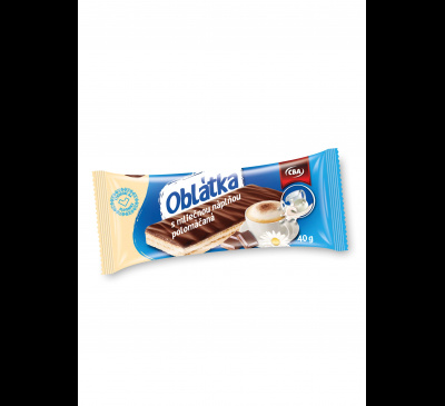 Oblátka s mliečnou náplňou polomáčaná CBA 40g